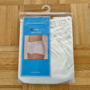 3 Pk Vintage Sears Fundamentals Women's Size 6 Nylon Briefs Panties White NOS - Picture 1 of 12