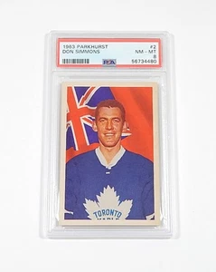 Parkhurst Don Simmons #2 Maple Leafs 1963-64 PSA 8 - Imagen 1 de 2