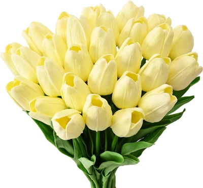 Flores artificiales flores falsas decoración de mesa tulipanes flores para decoración comedor Foto 1 de 4