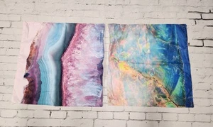 2 Pcs Colorful Opal & Crystal Geode Themed 17x17in Pillow Cases - Picture 1 of 3