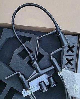 BRIZO 62174LF-BL Rook Articulating Bridge Kitchen Faucet Finished Hose Black  - Image 1 of 4