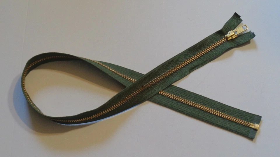26 inch Olive / Army Green & Brass #5 YKK Zipper Separating New! - Image 1 of 1