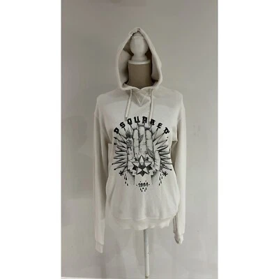 DSquared2 Textured white 1964 Hand Motif Hoodie  - Image 1 of 4