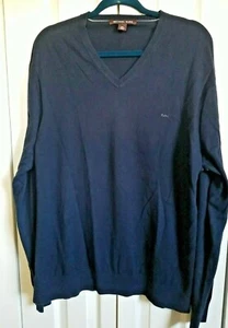 Michael Kors Men's 2X Navy Blue V-Neck Grandpa Sweater SZ XXL 100% Cotton - Picture 1 of 4