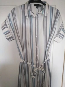 New Gorgeous Stripe Shirt Tie Belt Belted Midi Dress Size 10 Look - Picture 1 of 9