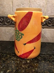 BIDÓN/TARRO DE COCINA DE CERÁMICA PARA EL EXTERIOR CON ASAS DE CUERDA NARANJA con ZANAHORIAS - Imagen 1 de 9