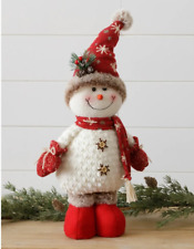 NEW SNOWMAN PLUSH DOLL Christmas Red Hat Scarf 20" H x 8" W x 4" D Winter Decor
