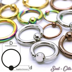 Piercingring Klemmkugelring Captive Bead Chirurgenstahl Ball Closure Ring - Bild 1 von 6