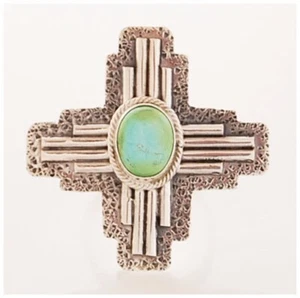 Anello Navajo fatto a mano in argento sterling con oro Sonora turchese Zia misura 10 - Foto 1 di 3