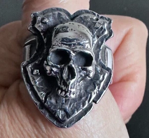 Pirate Mounted Skull Mens Ring 10 Rock Biker Gothic Stainless steel Pirate - Picture 1 of 13