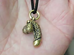 Penis & Balls Necklace Brass Dick Charm LGBT Stag Party 16"-30" Black Cord NEW! - Picture 1 of 5