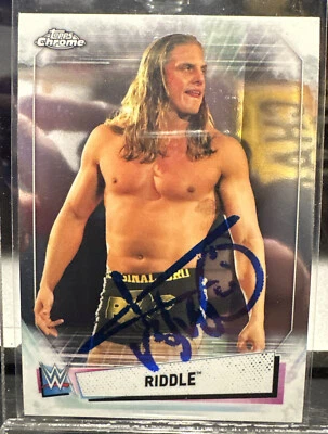 Matt Riddle singed 2021 WWE Topps Chrome Card RKBro - Image 1 of 2
