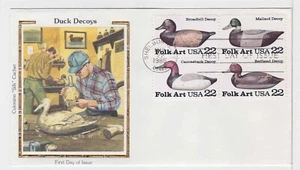TurtlesTradingPost- Duck Decoys 1985 #2138-41 FDC Colorano Cachet - Picture 1 of 1