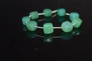 Genuine A++ Green Chrysoprase Faceted Box Gemstone 5" Loose Beads For Jewelry - Picture 1 of 3