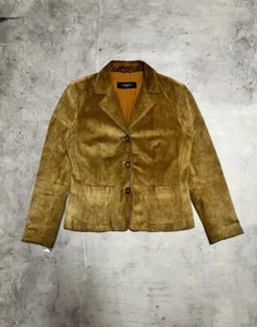 Weekend Max Mara Womens Suede Jacket Brown Real Leather Single Breasted US 12 - Picture 1 of 22