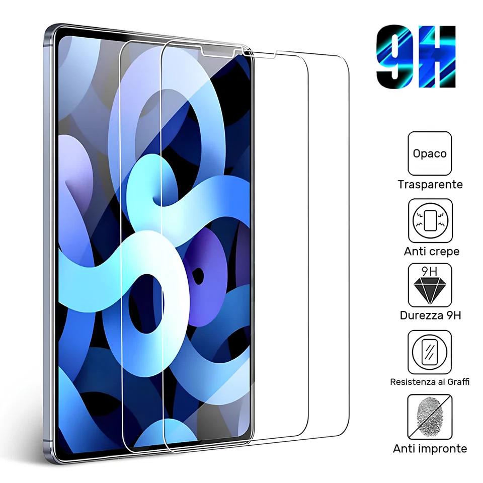 2x PELLICOLA VETRO TEMPERATO PER APPLE IPAD PRO 11 12.9 9 10.2 10.5 AIR 4 3 2 - Immagine 1 di 4