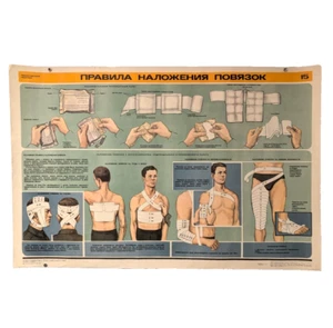 Affiche soviétique Croix-Rouge 1983 - Règles d'application des bandages - Affiche grand format - Photo 1 sur 5