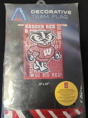 Bandera de Casa Decorativa Evergreen 29" x 43 Wisconsin Badgers Equipo NCAA Bandera de Jardín Foto 1 de 3