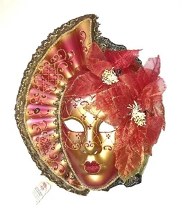 RED HAND MADE VENETIAN WALL MASK CARNIVAL MASQUERADE MASKS - Picture 1 of 2