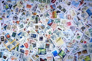 GREENLAND STAMPS on paper mixture/kiloware 1 oz.(28 grams) B4 - Picture 1 of 1