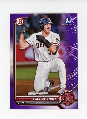 2022 Bowman Draft Ivan Melendez 1st Prospect Purple /250 RC Arizona Diamondbacks - Image 1 of 2
