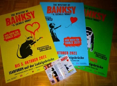 COLOR VERSION!!! 2021 3x XL (3x 84cm) BANKSY German Exhibition Art Poster MINT! - Image 1 of 4