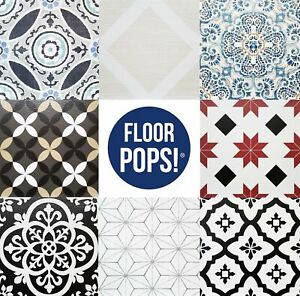 Peel & Stick Vinyl Floor Tiles 10pcs Marble Moroccan Floral Pattern FloorPops