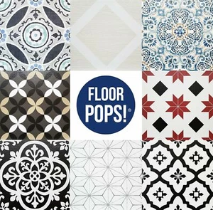 Peel & Stick Vinyl Floor Tiles 10pcs Marble Moroccan Floral Pattern FloorPops - Picture 1 of 101