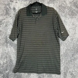 Nike Golf Polo Shirt Mens Large Black Striped Performance Casual Summer S/S - Picture 1 of 8