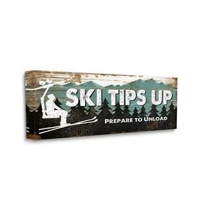 Stupell Industries Blue and White Ski Tips Up Prepare to Unload Rustic Wood L... - Picture 1 of 5
