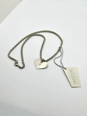 VTG Silver-tone Heart Necklace Swarovski Element Crystal Pendant Estate Sale - Image 1 of 4