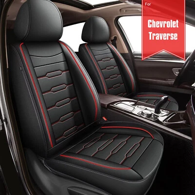 Red Lines Car Front 2-Seat Covers Fuax Leather For Chevrolet Traverse 2018-2022 Foto 1 de 4
