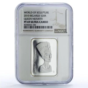 Belarus 20 roubles Queen Nefertiti World Sculpture Art PF69 NGC silver coin 2010 - Picture 1 of 2