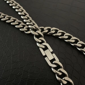 Pure Titanium Necklace 10.5mm Grinding Six Faced Cuban Chain Anti Allergy 23.6" - Picture 1 of 9
