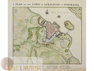 Stralsund 1760 fortification plan Germany. Stralsund in Pomer by v.d. Schley - Image 1 of 3