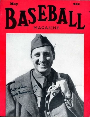 Подписанная обложка бейсбольного журнала Hank Greenberg PSA DNA 9x11 фотография с автографом - Изображение 1 из 2