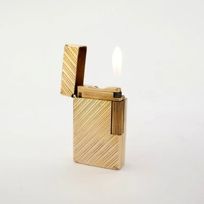 Vintage ST Dupont Line 1 1L Large Lighter. Diagonal Gold Stripes. Made in France - Imagen 1 de 4