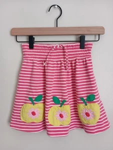 Mini Boden Girls Appliqué Apple Skirt Stripe Outfit Set Size 7/8 100% Cotton - Picture 1 of 12