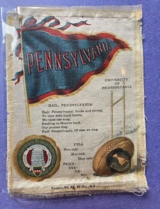 1910s S23 tobacco silk UNIVERSITY OF PENNSYLVANIA Football MASCOT cheer silk - Picture 1 of 1