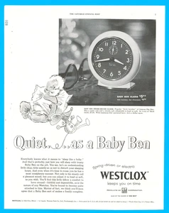Westclox baby ben alarm clock Illinois household bedroom appliance print ad 1955 - Picture 1 of 3