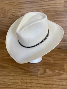 Cappello da cowboy Stetson 5X XXXXX in paglia fascia in pelle/argento taglia 6 3/4 - Foto 1 di 14