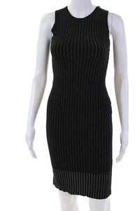 Grey Jason Wu Womens Wool Pinstripe Round Neck Mid-Calf Tank Dress Black Size XS - Picture 1 of 5