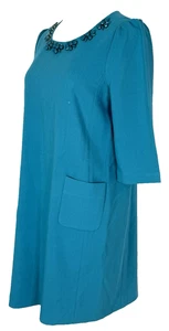 Abito tubino Kate Spade taglia L perline blu crepe elegante classico nuovo senza cartellino - Foto 1 di 12