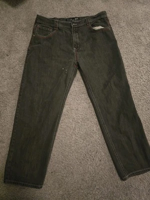 Vintage Y2K Southpole Black Gray Baggy Wide-Leg Jeans 42x32 Skater Embroidered  - Image 1 of 4