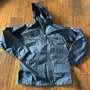 Lands' End Youth Medium 8/10 Windbreaker Jacket Blue Hooded Zip Up Lightweight - Picture 1 of 6