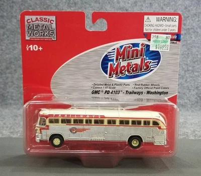 MINI METAL HO 1:87 GMC PD 4103 TRAILWAYS BUS DIECAST CLASSIC METAL WORKS - Image 1 of 4