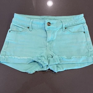 Pantaloncini jeans Delias Taylor denim donna taglia 0 orlo grezzo taglio verde acqua - Foto 1 di 6
