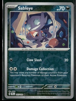 Pokemon Sableye #107/162 SV05: Temporal Forces Uncommon Reverse Holo - Image 1 of 2