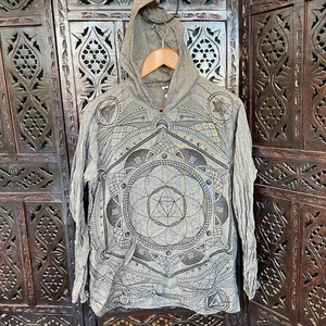 Nepal 100% Baumwolle Hoodie Sacred Geometry Mandala Pullover Boho Festival Damen M - Bild 1 von 14