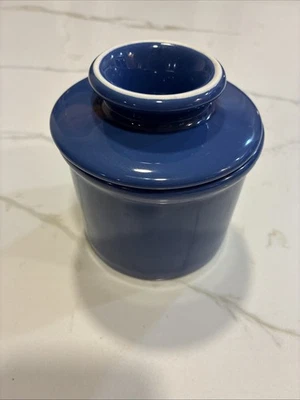 Original VTG 2010 Ceramic Butter Bell Crock Blue Cobalt Purple L. Tremain Inc. - Image 1 of 4